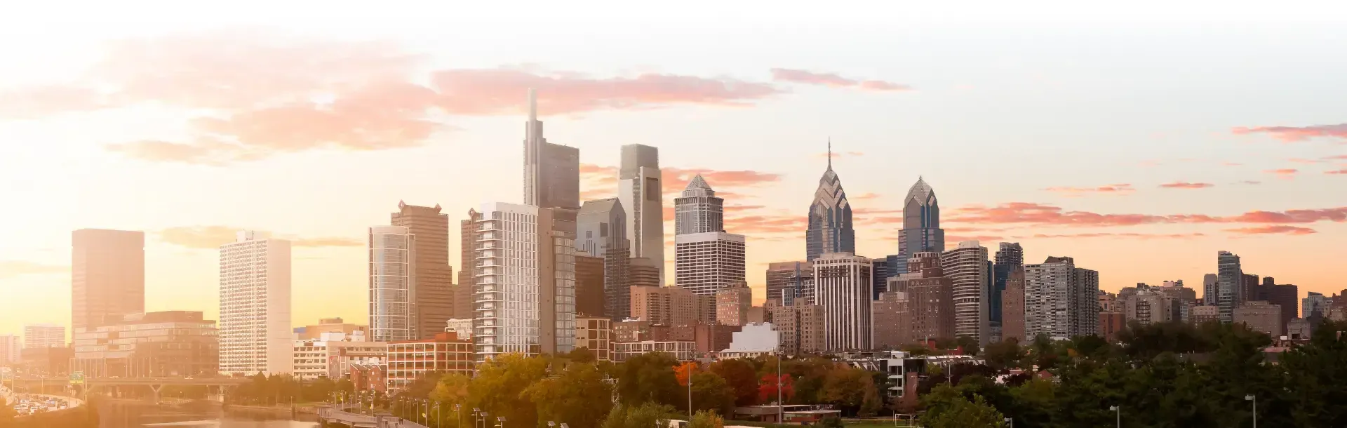 Philadelphia skyline at sunset